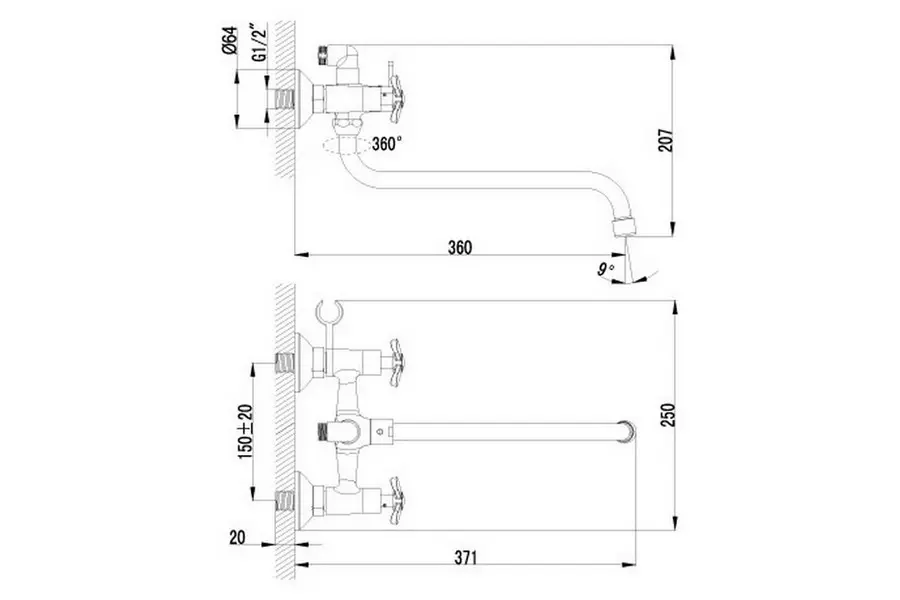 Смеситель для ванны Lemark Partner Хром LM6541C Смеситель для ванны Lemark Partner Хром LM6541C — изображение 2