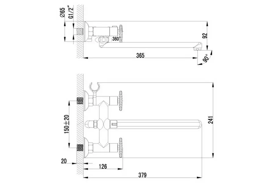 Смеситель для ванны Lemark Plus Spirit Хром LM1951C Смеситель для ванны Lemark Plus Spirit Хром LM1951C — изображение 2
