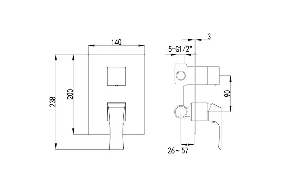 Смеситель встраиваемый Lemark Unit Хром LM4527C Смеситель встраиваемый Lemark Unit Хром LM4527C — изображение 2