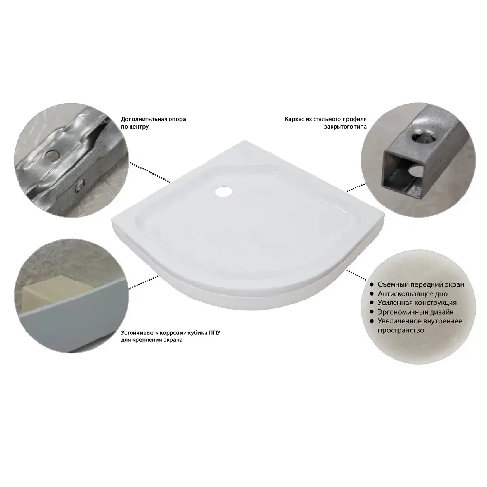 Душевой поддон Triton ПД22 ДК 80х80см, четверть круга, низкий Душевой поддон Triton ПД22 ДК 80х80см, четверть круга, низкий — изображение 3