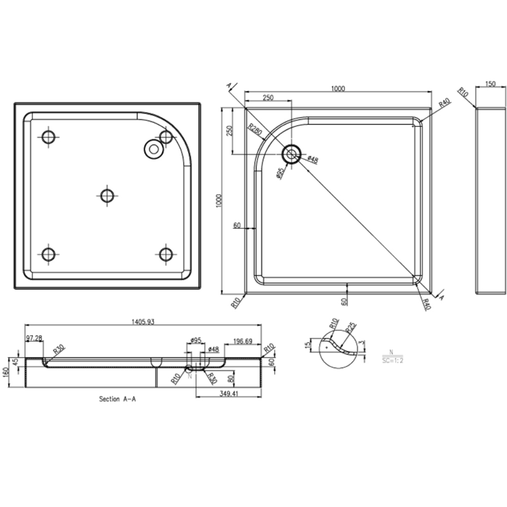 Поддон акриловый Azario Greenwood 100х100 с каркасом и панелью Белый P110 R/L (P11010) Поддон акриловый Azario Greenwood 100х100 с каркасом и панелью Белый P110 R/L (P11010) — изображение 2