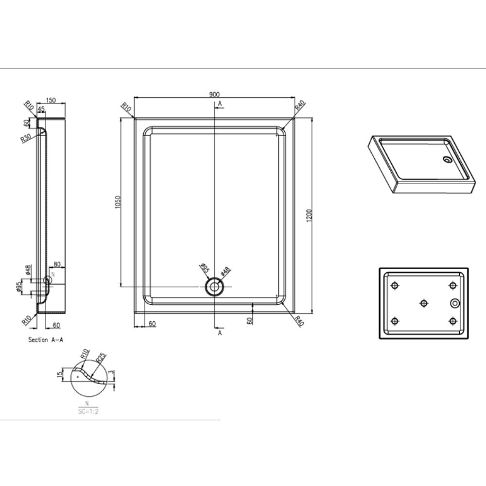 Поддон акриловый Azario Ontario 120х90 с каркасом и панелью Белый P1912 R/L Поддон акриловый Azario Ontario 120х90 с каркасом и панелью Белый P1912 R/L — изображение 2