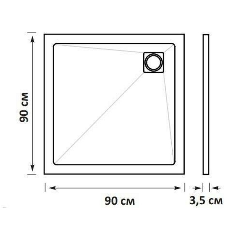 Душевой поддон Taliente PTA-ST 90х90 Белый матовый PTA-ST-90W Душевой поддон Taliente PTA-ST 90х90 Белый матовый PTA-ST-90W — изображение 2